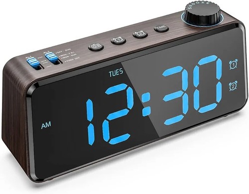 ANJANK Digital Alarm Clock with Large LED Display, Dual Alarms, USB Charging, FM