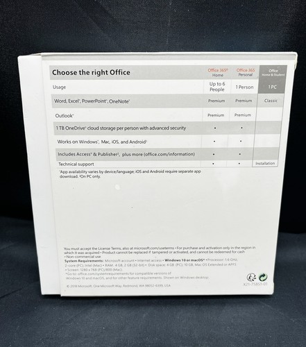Microsoft Office Home and Student 2019 One Device Windows 10 PC NEU Versiegelt *1 - Bild 2 von 3
