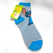 NWT Disney Lilo  Stitch Striped Women's Plush Fuzzy Socks Blue Size 9-13