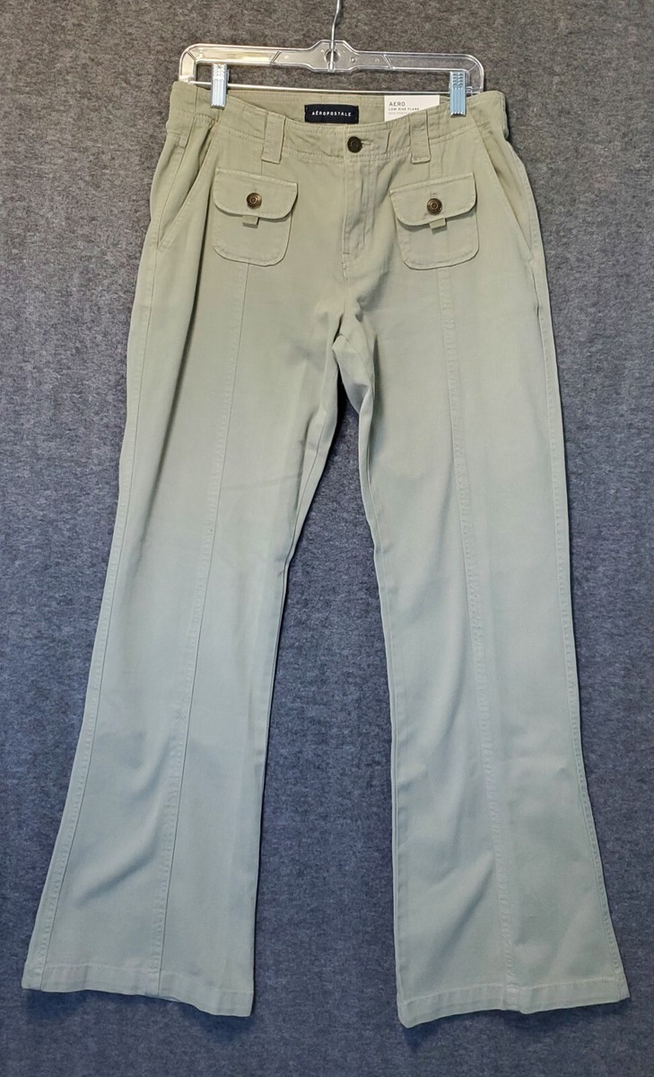 Aeropostale Pants Womens Size Low Rise Flare Light Green Cargo Utility NWT