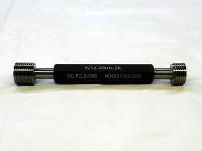 M & J TOOLING LLC NEW 9/16 20 UN 2B THREAD PLUG GAGE .5625 GO NO GO P.D.'S = .5300 & .5355 TOOLS