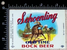 Schoenling Old Time Bock Beer Label - OHIO