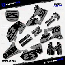 Black & Gray Slick Graphic Kit fits Yamaha YZ250F YZ450F 03-05 YZF 250 450