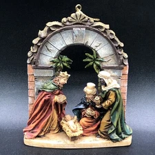 Vtg Enesco Nativity Scene 3 Wisemen Manger Scene Kings Christmas Ornament 2001