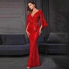 2025 New Women Bride Summer Dress Sexy Slit Sequin Long Evening Gown Party Dress