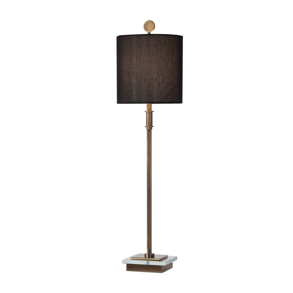 Elegant Brass Black Classic Buffet Table Lamp Slim Tall Gold Crystal Geometric