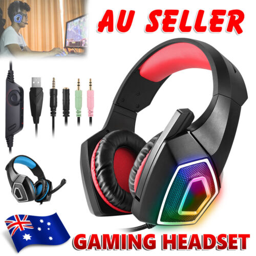 3.5mm Gaming Headset LED Headphones For XBox Desktop Laptop Game Music With Mic - Picture 1 of 11