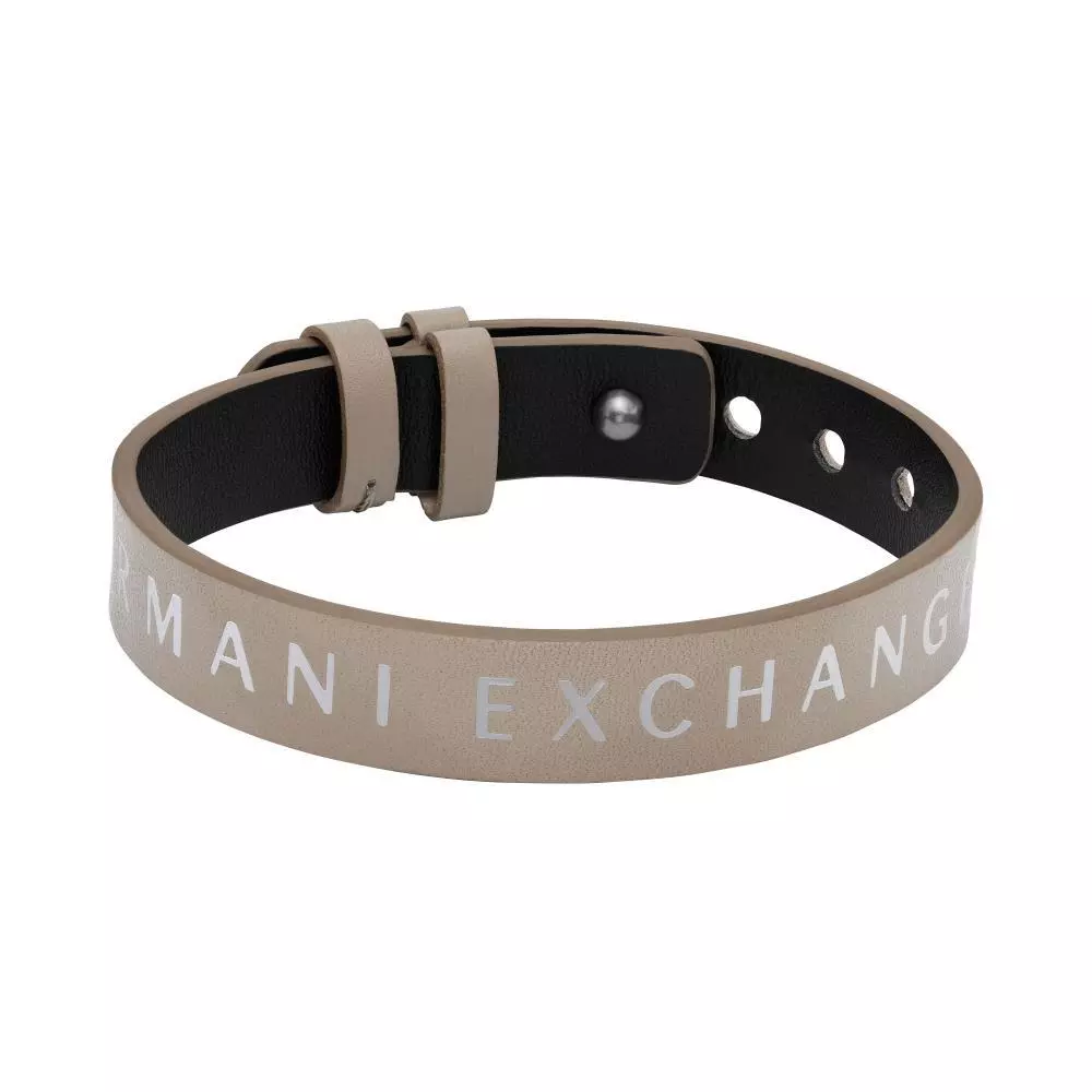 Pulsera de Hombre ARMANI EXCHANGE AXG0108040 Cuero Beige Negro eBay