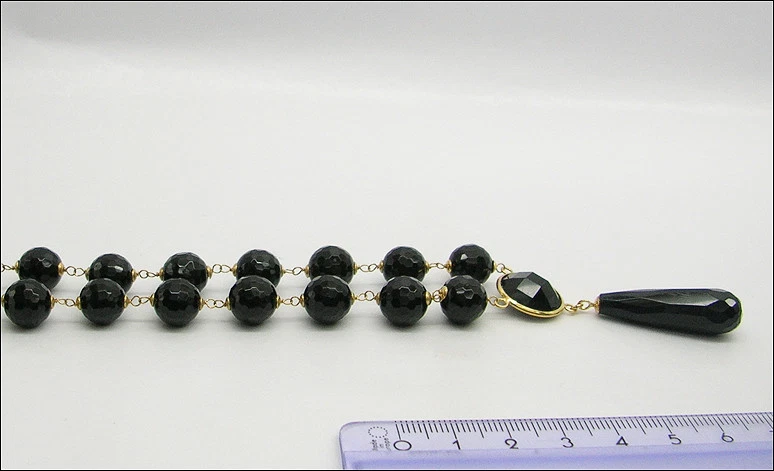 Collana De Oro 18 Kt Con Ónice Facetado Con Colgante 8 Mm - OGLN 0137 - - Imagen 3 de 3