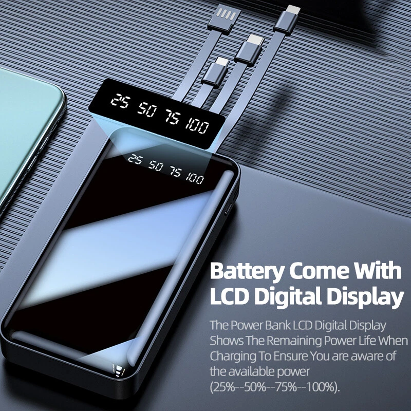 Power Bank 900000mAh Type-C Portable External Battery LED 4USB Fast Charging US