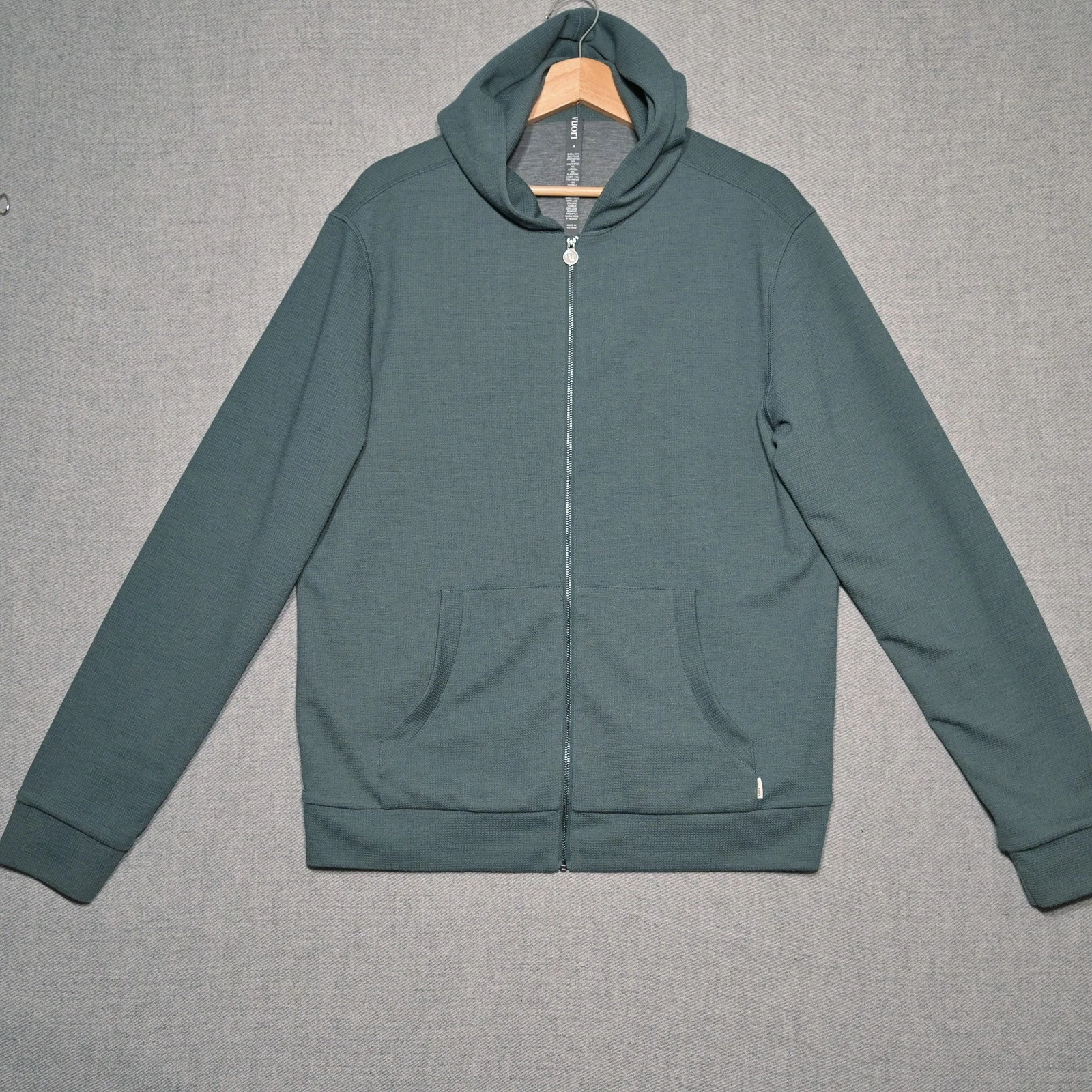 Vuori Hoodie Men M Teal Blue Waffle Knit Full Zip Lined V282 Performance Jacket