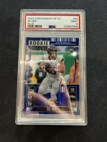 2024 Panini Contenders Optic Bo Nix Blue /49 #62 PSA 9 (RC)🔥🔥