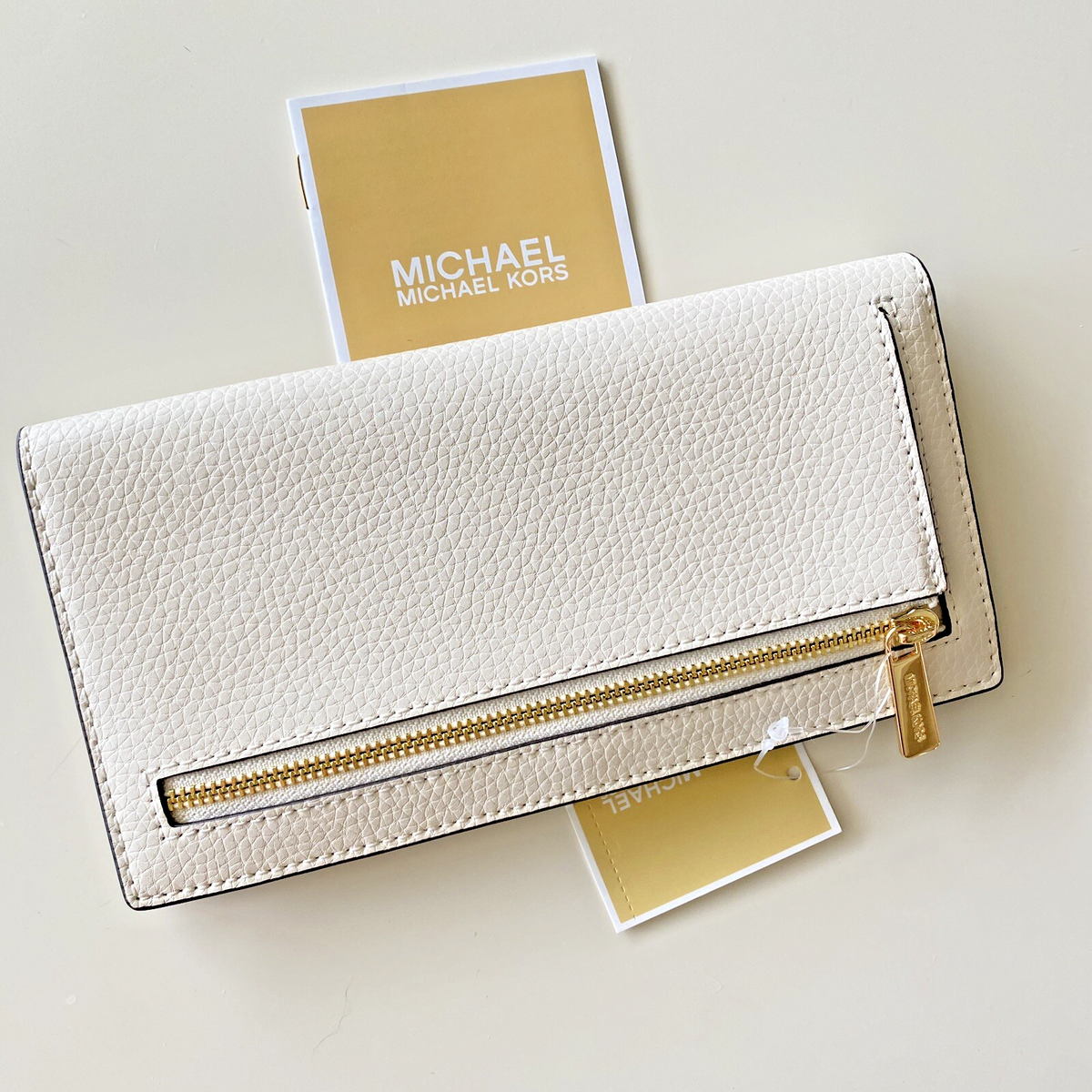 NEW‼️Michael Kors Reed Large Snap Bifold Wallet Natural/Light