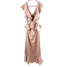SHOW ME YOUR MUMU Bridesmaid Zoey Midi Dress SZ Medium NWT Rose Gold Luxe Satin 