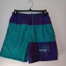 Vintage Reebok Swim Shorts Color Block Tie Waist
