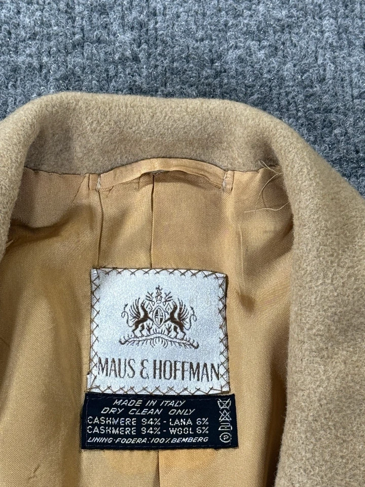Maus & Hoffman Overcoat Mens 44 Camel Cashmere Coat Jacket Made in Italy - Image 3 of 4