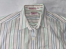 VTG Carriage Court Sport White Blouse Button Shirt Top Stripe Sz Small 8-10