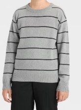 Cat  Jack Boys Size XS 4/5 Crew Neck Pullover Sweater Striped Grey