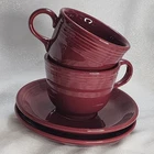 Fiesta Fiestaware Cinnabar Teacup & Saucer 2 sets NICE!