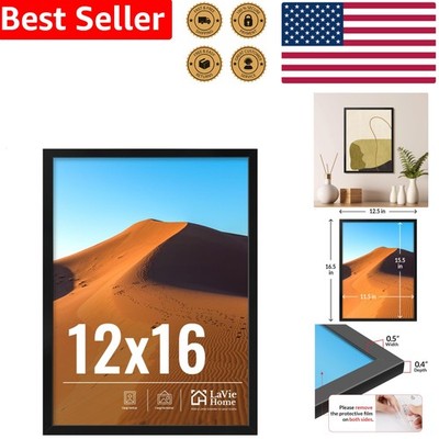 12x16 Black Picture Frame for Wall, Modern HD Plexiglass Display Poster Frame