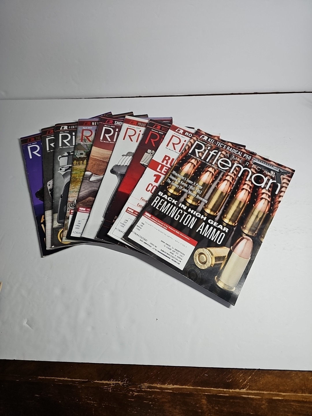 American Rifleman magazine lot of 9 mags, Sept 2021-July 2022, except Dec 2021
