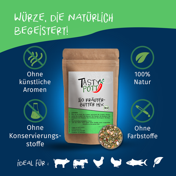 Tasty Pott Bio KräUterbutter Mix 200G NachfüLlbeutel GewüRz KräUtermix-image