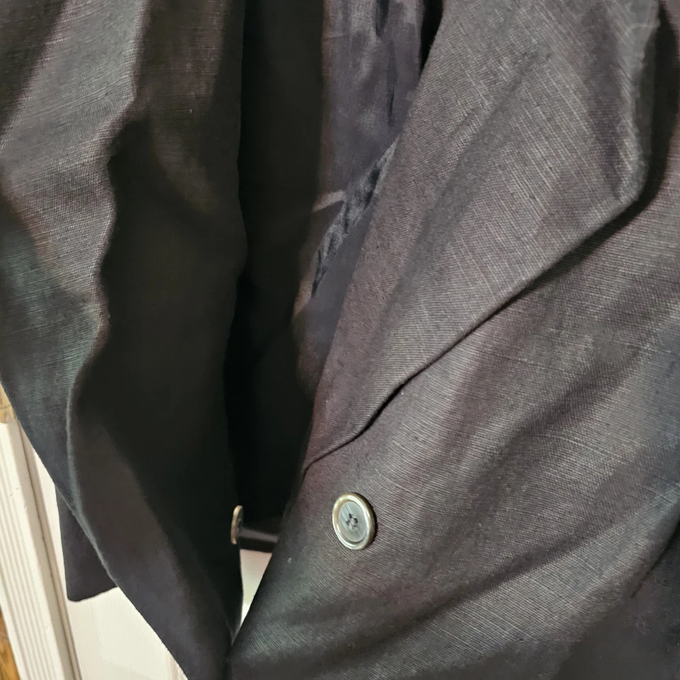 Blazer de Colección JH Coleccionables Doble Pecho Lino Negro Mujer Talla 12 Manga Corta Nuevo con Etiquetas Foto 4 de 4