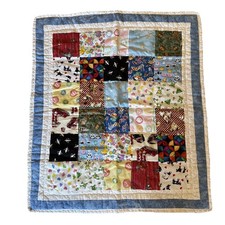 Handmade Baby Quilt 38 x 34 Patchwork Crib Lap Quilt Colorful Cotton