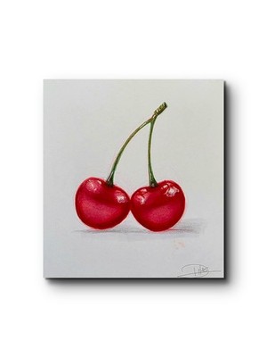 Original painting cherry   Alcohol Marker Artwork    22.5 x 21 cm not a print