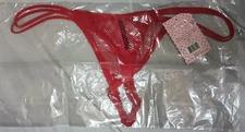 NWT Seven 'til Midnight Strappy Fishnet Open Crotch Thong Red Lock Charm 1X/2X 
