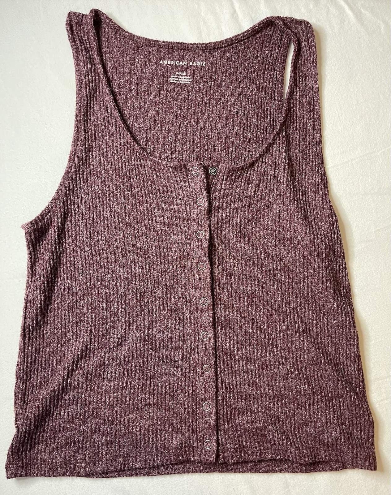 American Eagle Maroon Ribbed Henley Button Front Tank Top Y2K Excellent Small