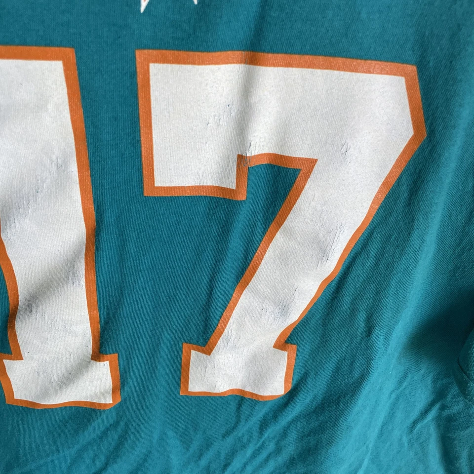 NFL Team Mens T Shirt Miami Dolphins Tannehill #17 Teal 2XL Crew Neck Pullover - Image 2 of 4