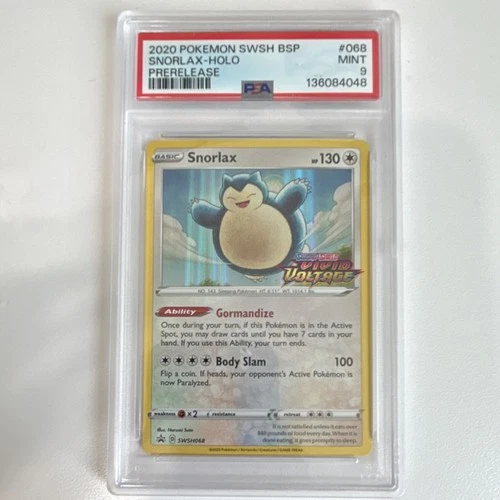 Pokémon Snorlax SWSH068 Sword & Shield Promo Prerelease Holo PSA 9