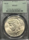 1935 PEACE DOLLAR PCGS MS65 OGH