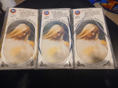 Lot of 3 Vintage Boye Circular Knitting Needles Size 1, 2, 5 Aluminum USA NOS