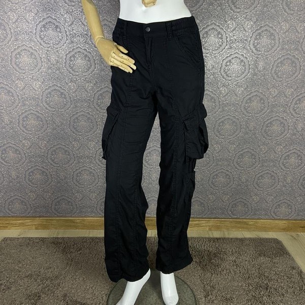 Women H&M Trousers Black Cotton 32 / XXS / 40
