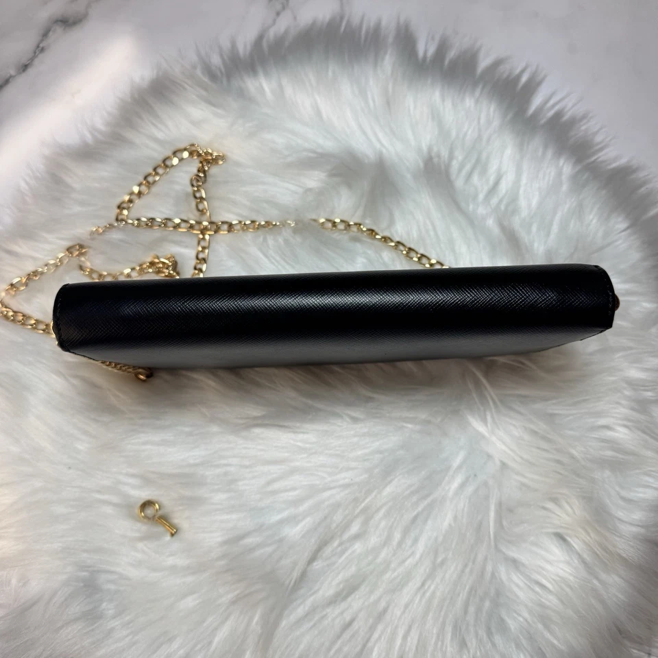 PRADA Saffiano Leather Black Crossbody Shoulder Bag Clutch Chain Purse mini - Image 4 of 4