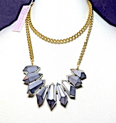 Love's Affect Necklace Farrah Statement Hematie Pyramid Gold Tone Dbl Chain 22''