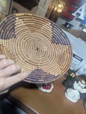 Decorative Handwoven Wicker Round Storage Basket Bowl Tri-colored