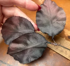 vintage millinery 1940s silk satin leaves bistro 1 tri leaf spray Japan