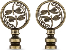 Lamp Finials Antique Brass - 2 Packs, Dragonfly Design Solid Metal Finials for T