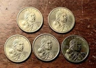 US 2000 Sacagawea $1 dollar Golden Eagle Coin: Lot of 5 Coins, 3P, 2D