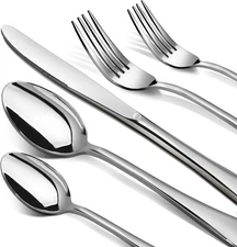 Silverware Set, 40 Piece Stainless Steel Cutlery Sets for 40 Pieces, Silver 