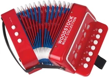 Woodstock Kid's Accordion (7"), Red, with 10 Keys, Beginner Music Toy Instrum...
