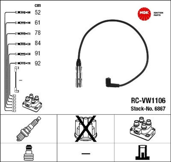NGK 6867 ZüNdleitungssatz ZüNdkabelsatz ZüNdkabel FüR VW-image