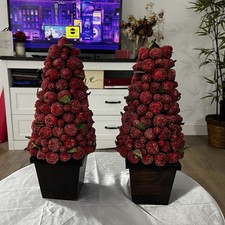 Set of 2 Faux Berry Christmas Centerpiece Tre...