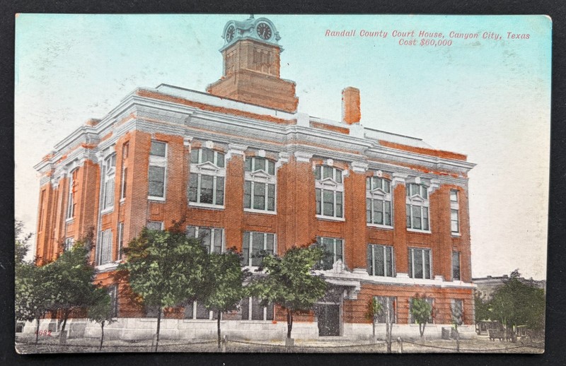 Randall County Court House Canyon City Texas - Original Early Card