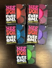 NeeDoh FUZZ BALL FLOWER POWER Complete Set Squeeze Ball LOT OF 5 - Nee Doh
