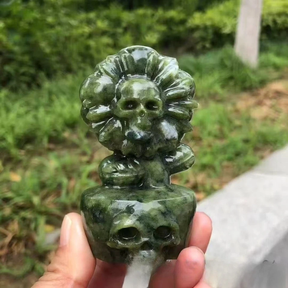 Cristal Tallado Adorno Calavera Flor Piedra Áspera Creativo Hogar Ornamento Foto 4 de 4