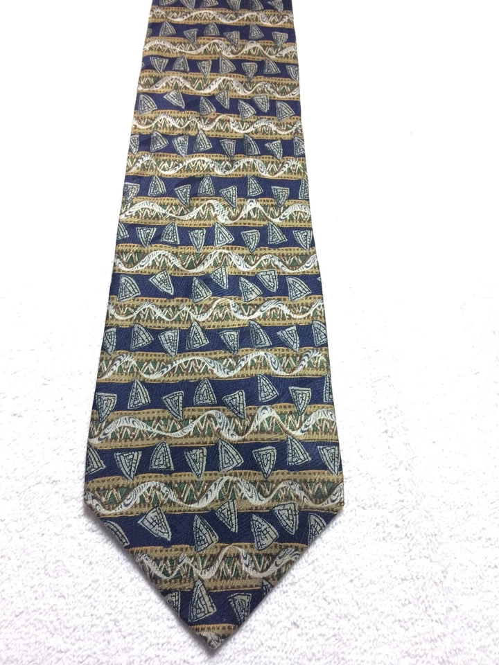 STANLEY BLACKER MENS TIE BLUE AND GOLD WITH GREEN AND BROWN 3.75 X 58 - Image 2 of 4
